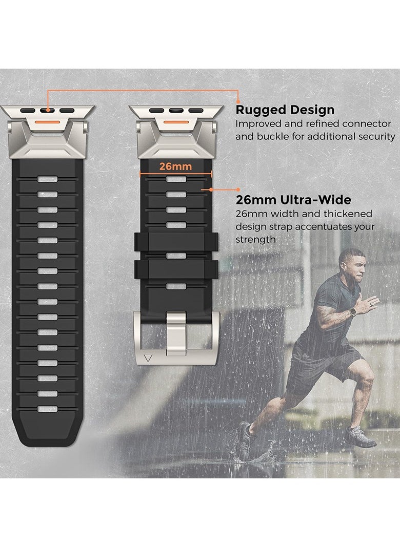 Samu - Armor Band for Apple Watch Ultra 2 / Ultra  49mm, Series 9/8/SE2/7/6/SE/5/4/3/2/1 45mm/44mm/42mm Durable Metal Connector Band - Black - Image 1