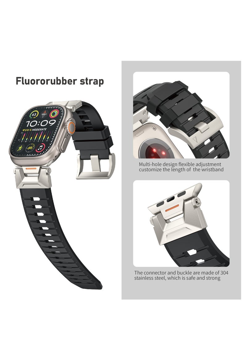 Samu - Armor Band for Apple Watch Ultra 2 / Ultra  49mm, Series 9/8/SE2/7/6/SE/5/4/3/2/1 45mm/44mm/42mm Durable Metal Connector Band - Black - Image 1