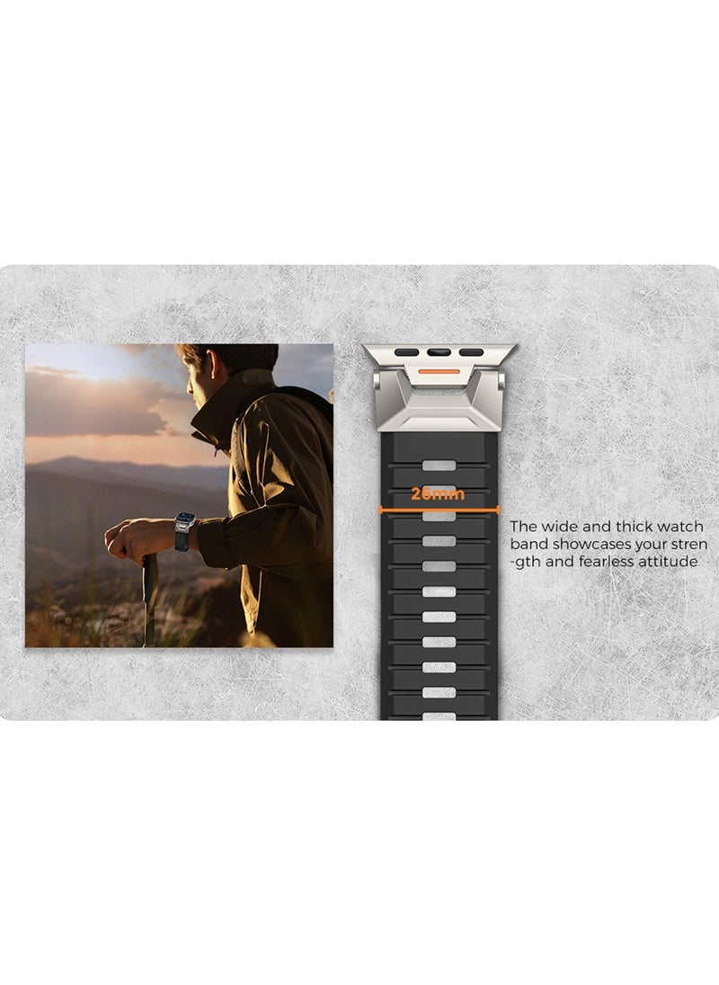Samu - Armor Band for Apple Watch Ultra 2 / Ultra  49mm, Series 9/8/SE2/7/6/SE/5/4/3/2/1 45mm/44mm/42mm Durable Metal Connector Band - Black - Image 1