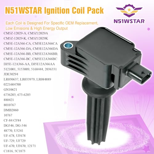 N51WSTAR Ignition Coil Packs Set Of 4 Compatible With FORD FOCUS ST RS EDGE MUSTANG FUSION TAURUS EXPLORER JAGUAR XF XE LAND ROVER DICOVERY LR2 LINCOLN MKC MKT 2.0 2.0T 2.3T Replacement For UF670 - Image 3