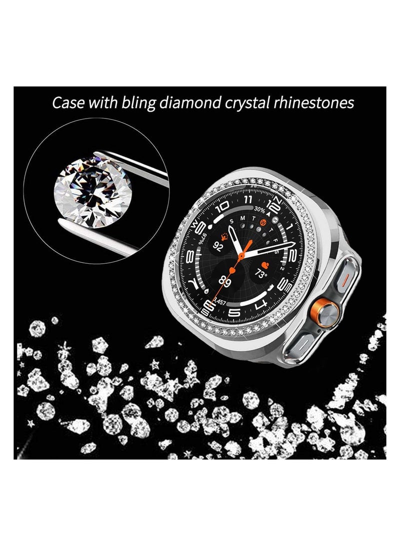 SYOSI Compatible with Galaxy Watch Ultra 47mm Screen Protector Case, Slim Protective Cover for Samsung Smartwatch, Crystal Bling Bumper Accessories with Bezel Face - Image 3