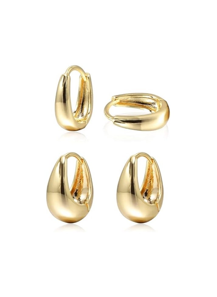Fayrouz Jewellery Fayrouz Jewelry Hoop Earrings for Women, 2 Pair 18K Gold Plated Lightweight Hypoallergenic Hoop Earrings for Girls Earrings Suitable for All Occasions  - Image 1