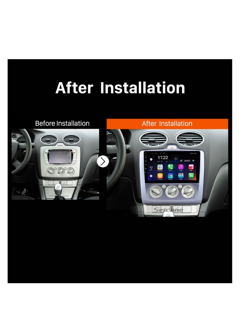 Android 13 Car Stereo Radio for Ford Focus MK2 2004-2011 Manual AC Silver, Biorunn 9 Inch GPS Wireless Wired Car-Play Android Auto IPS Navi WiFi FM RDS Head Unit 2GB RAM 32GB ROM