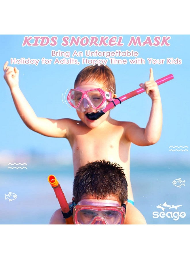 Seago نظارات سباحة للأطفال مع غطاء أنف قناع سنوركل قناع الغوص نظارات السباحة مضادة للضباب زجاج مقسى رؤية بانورامية واضحة ختم سيليكون معدات الغوص نظارات السباحة للأطفال 614 الأولاد والبنات الشباب - Image 4