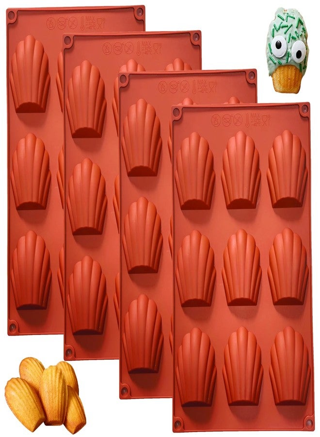Ahorasky 4Pcs Madeleine Pans for Baking, 9-Cavity Non-stick Silicone Madeleine Cookies Trays for Baking, Shell Shape Madeleine Mold Cake Pans - Image 1