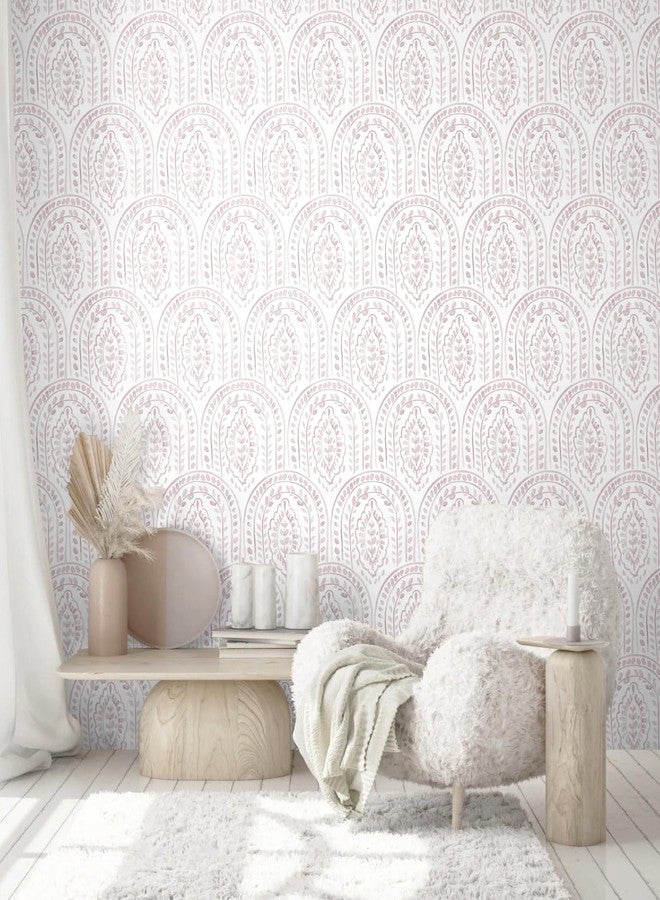 EeeComing Pink Peel and Stick Wallpaper Boho Wall Paper Peel and Stick Modern Contact Paper Self Adhesive Wallpaper for Bedroom and Bathroom Wallpaper Removable Cabinet Shelf Liner Vinyl 17.3”X118.1” - Image 2