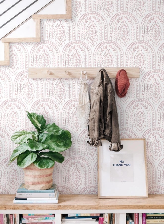 EeeComing Pink Peel and Stick Wallpaper Boho Wall Paper Peel and Stick Modern Contact Paper Self Adhesive Wallpaper for Bedroom and Bathroom Wallpaper Removable Cabinet Shelf Liner Vinyl 17.3”X118.1” - Image 5