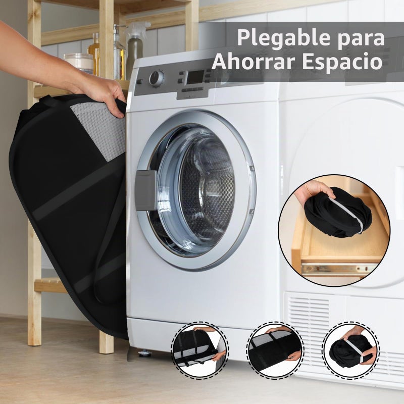 Cestas de Lavandería Plegables, Cesto de Ropa Emergente a Prueba de Desgarros con Asas Dobles, Cesta de Lavandería Plegable Duradera, Cesto de Ropa Fácil de Transportar para el Hogar, Cuarto de - Image 3