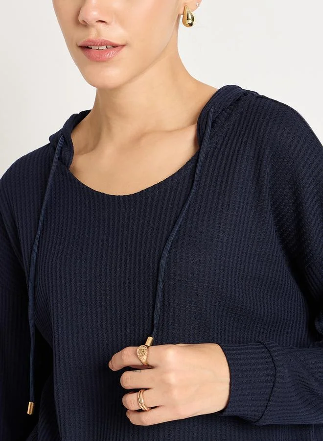 Femmella Navy Waffle Knit Hoodie and Joggers Co-Ords