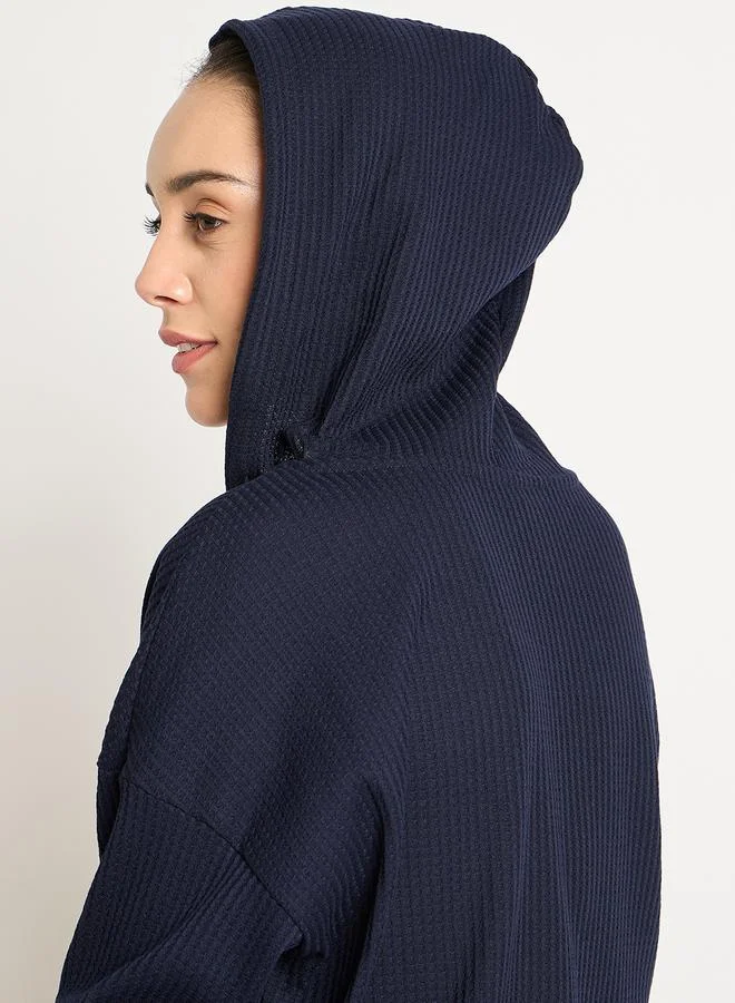 Femmella Navy Waffle Knit Hoodie and Joggers Co-Ords