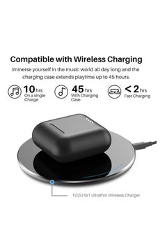 TOZO TOZO T6 (Classic Edition) True Wireless Earbuds Bluetooth 5.3 Headphones Touch Control with Wireless Charging Case IPX8 Waterproof Stereo Earphones in-Ear Built-in Mic Headset Premium Deep Bass Black  - Image 3