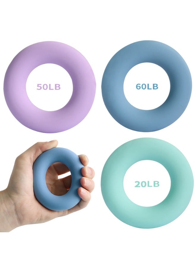 هيدفانا 3 قطع مدرب قوة القبضة غراء سيليكون، غراء سيليكون، مقوي يدوي لتدريب العضلات لرياضة تسلق الصخور وزيادة القوة، أزرق وأخضر وبنفسجي. - Image 5