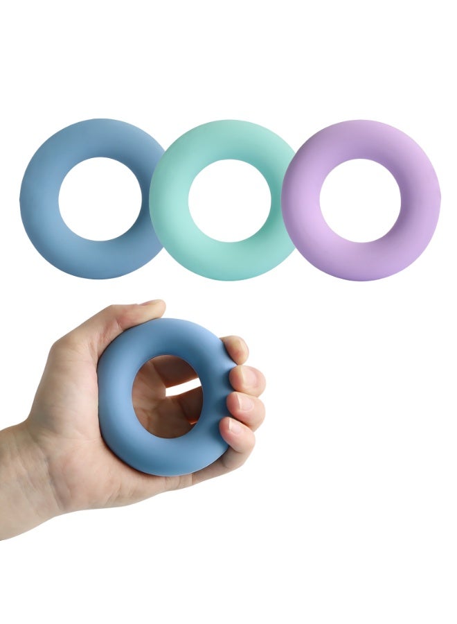 هيدفانا 3 قطع مدرب قوة القبضة غراء سيليكون، غراء سيليكون، مقوي يدوي لتدريب العضلات لرياضة تسلق الصخور وزيادة القوة، أزرق وأخضر وبنفسجي. - Image 1