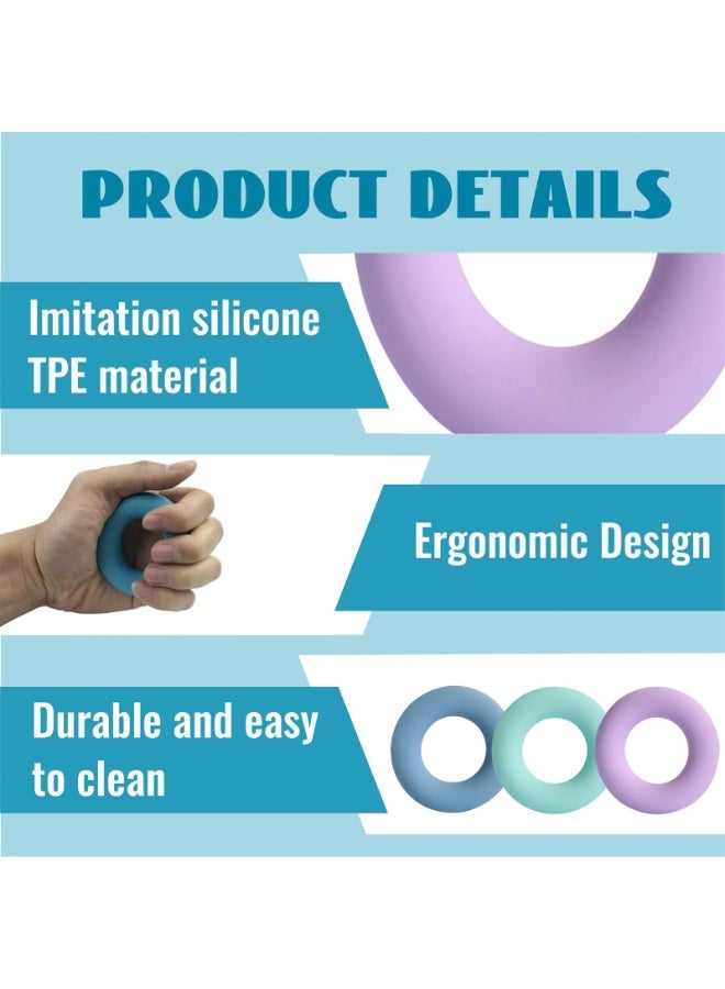 هيدفانا 3 قطع مدرب قوة القبضة غراء سيليكون، غراء سيليكون، مقوي يدوي لتدريب العضلات لرياضة تسلق الصخور وزيادة القوة، أزرق وأخضر وبنفسجي. - Image 3