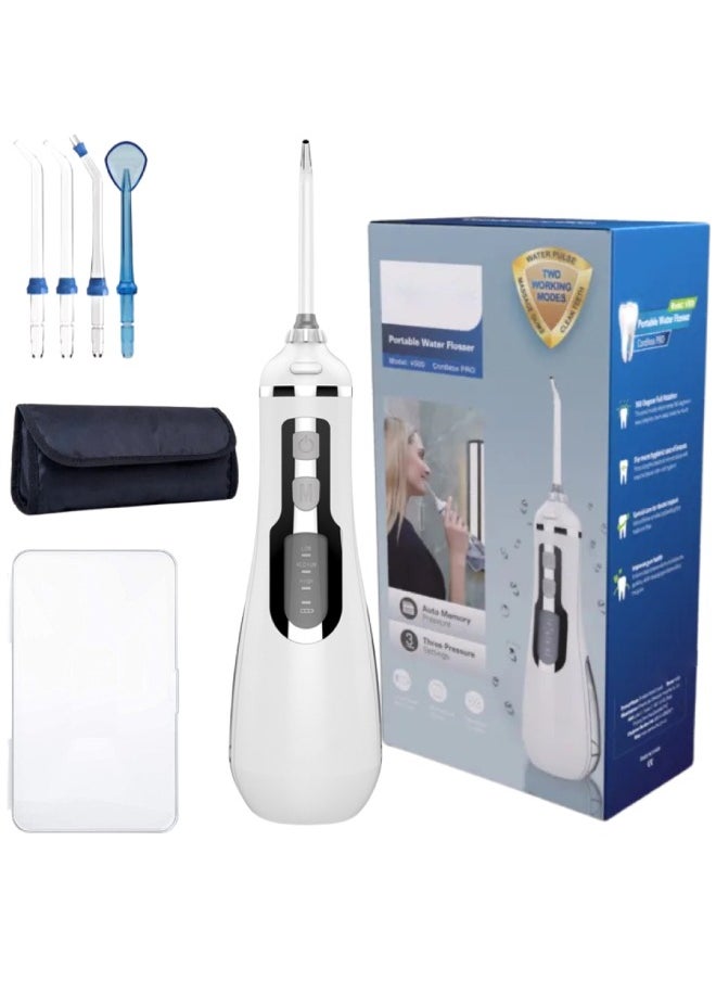 NIKITA.VIVI 200ml Tank Cordless Water Flosser 3 Modes Dental Oral Irrigator Portable and Rechargeable IPX7 Waterproof Water Flossing for Teeth Cleaning Electric Dental Water Flosser Teeth Cleaner white  - Image 1