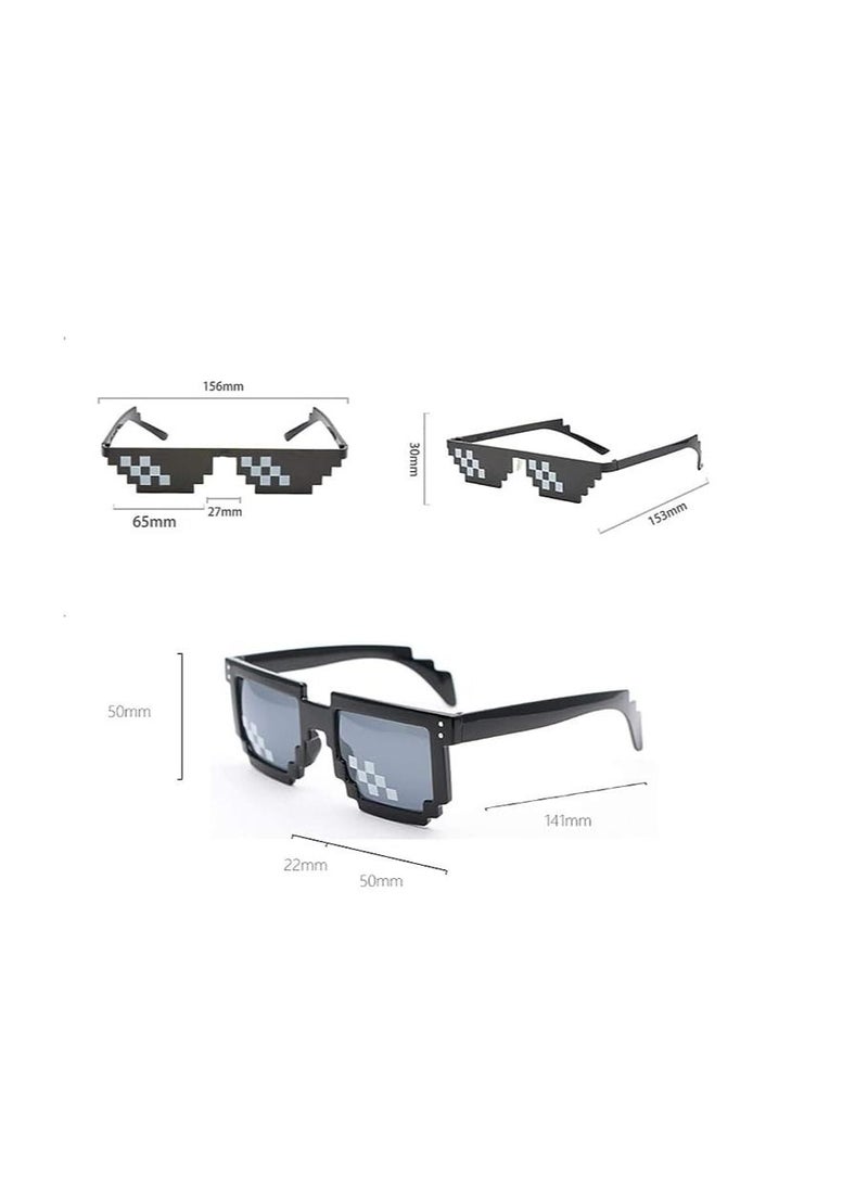 ORiTi Pixelated Mosaic Shatterproof PC Lens Lightweight, Anti-Skid Rubber UV Protection Sunglasses, Black, 3 Pieces - Image 2