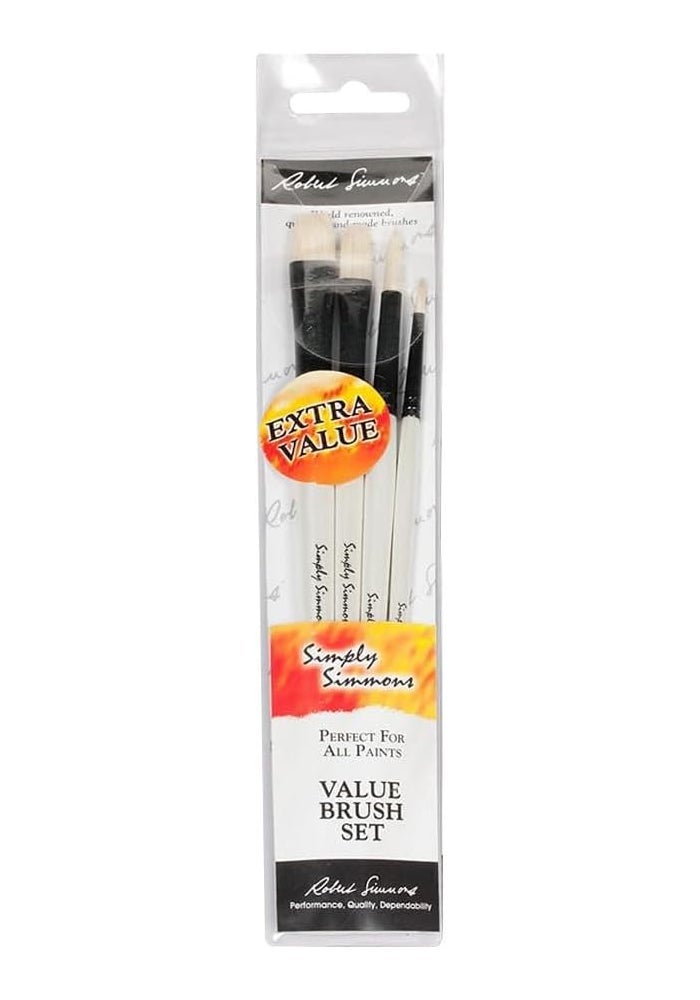 Robert Simmons Simply Simmons Value Brush Set - 5-Piece Assortment for All Paints