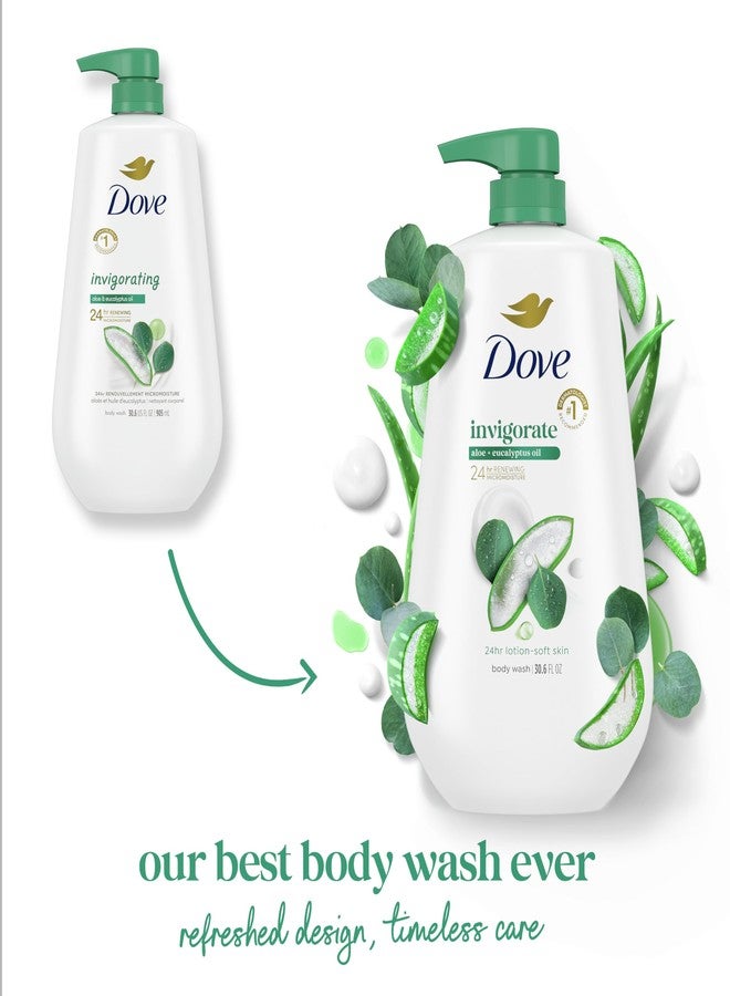 Dove Body Wash with Pump Invigorate Aloe & Eucalyptus For 24hr Lotion-Soft Skin Moisturizing Skin Cleanser with No Sulfates No Parabens 30.6 Oz - Image 3