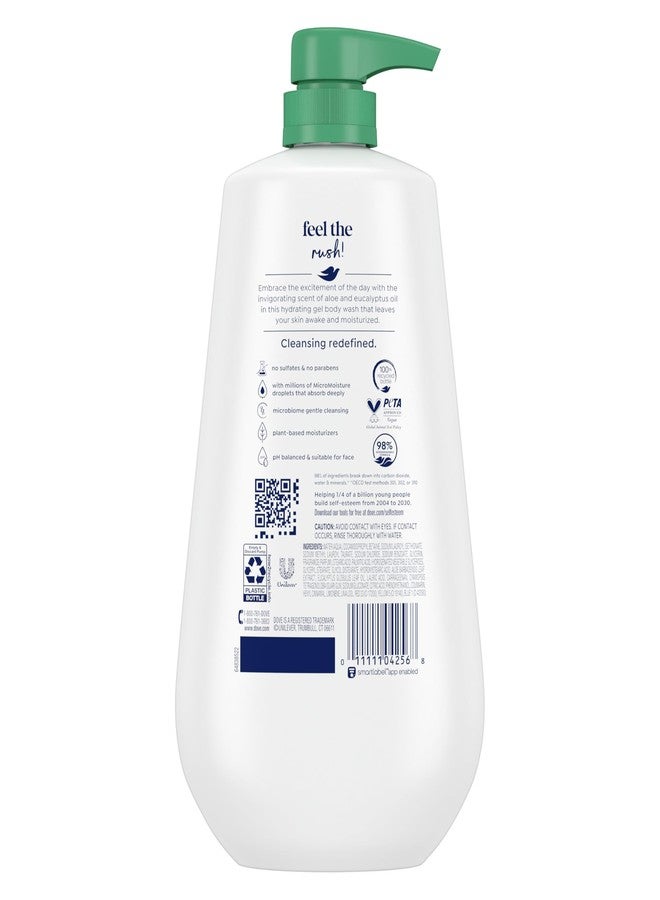 Dove Body Wash with Pump Invigorate Aloe & Eucalyptus For 24hr Lotion-Soft Skin Moisturizing Skin Cleanser with No Sulfates No Parabens 30.6 Oz - Image 2