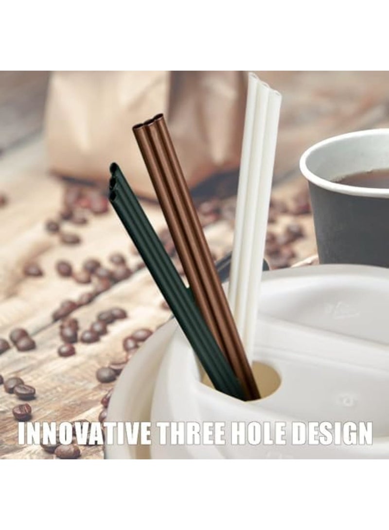 SYOSI Three Hole Coffee Stirrers Sticks Individually Wrapped – 2 in 1 Disposable Plastic Coffee Straws for Coffee, Milk Tea, Party Drinking Supplies, 9 Inches (Brown) - Image 4