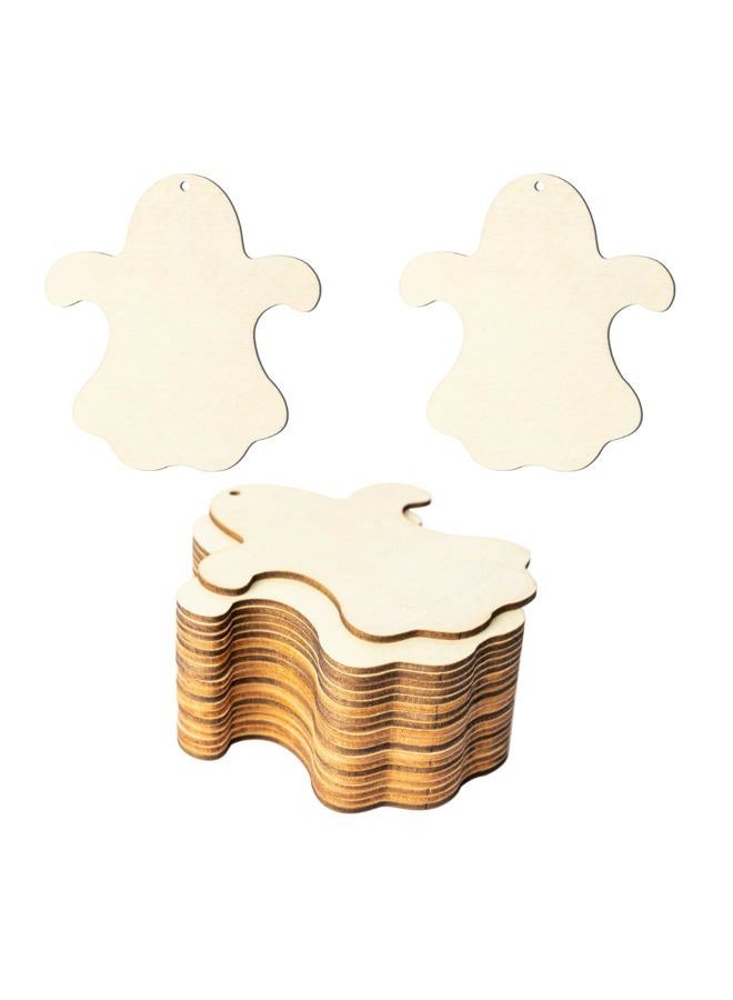 Lamantery Halloween Ghost Shape Unfinished Wood Happy Halloween Hanging Wood with Twines for DIY Holloween Party Home Decoration 20pcs - Image 1
