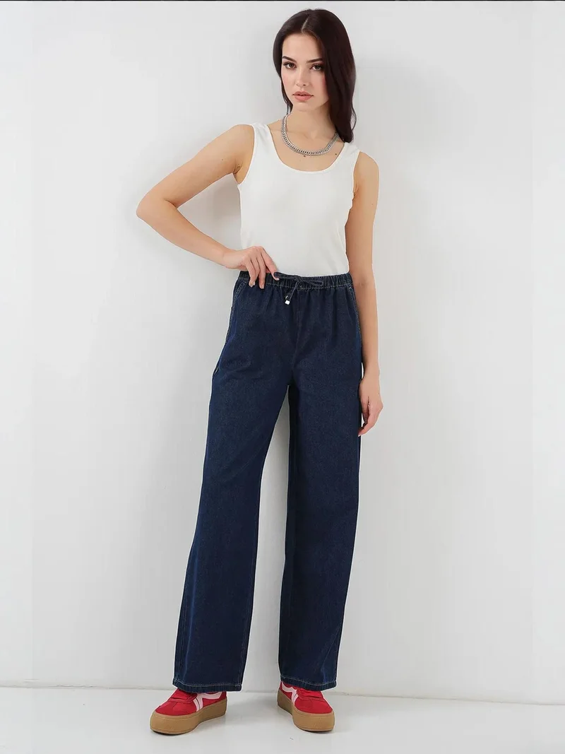 بيغ دارت جينز دينم واسع الساق مريح برباط