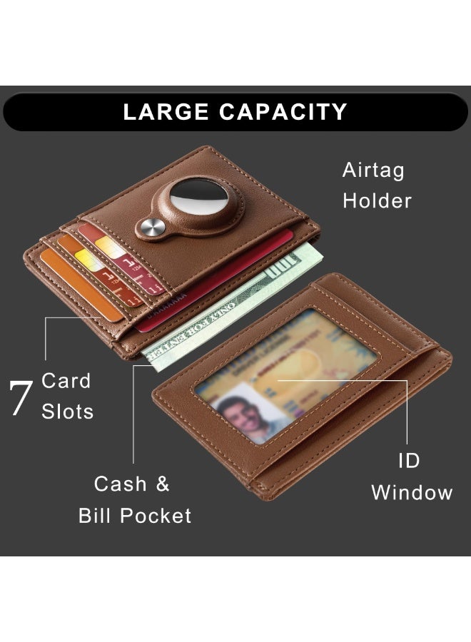 KISSUN Slim Minimalist Front Pocket Wallet with Built-in Case Holder for AirTag - Image 3