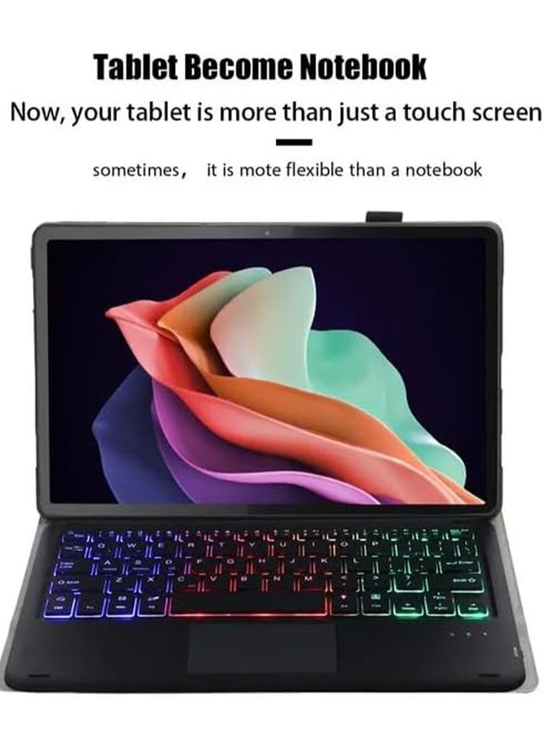 general Arabic and English Backlit Keyboard Case Compatible with Xiaomi Redmi Pad SE 8.7 Inch (2024), with Magnetic Removable Wireless Colorful Backlit Touch Keyboard and Protective Case - Image 4
