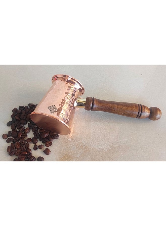 INDIAN ART VILLA Indian Art Villa Pure Copper with Tin Lining Inside Turkish Kettle Mug with Wooden Handle & Hammered Design, Coffee Tea Mug Pourer, Volume - 400 ML - Image 4