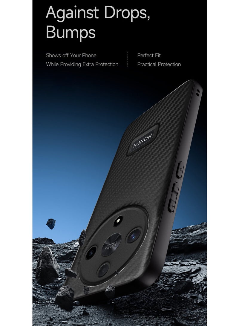 Wtech Soft Liquid Silicone Carbon Fiber Texture Case Cover For Honor X9b 5G 2023 Black - Image 4