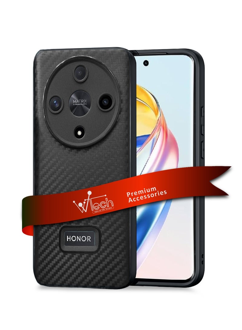 Wtech Soft Liquid Silicone Carbon Fiber Texture Case Cover For Honor X9b 5G 2023 Black - Image 1