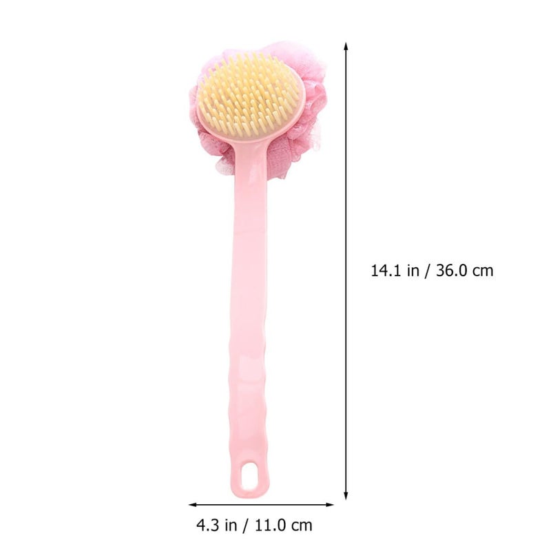 Long Handle Back Scrubber Bath Brushes Dual Color Pink Beige for Adult Exfoliating - Image 3