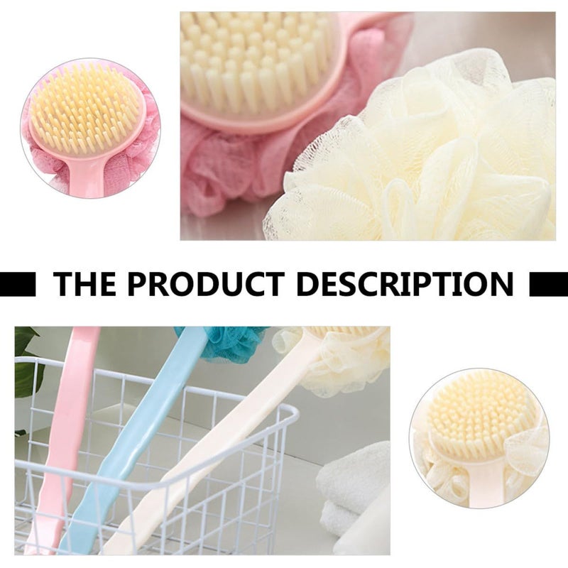 Long Handle Back Scrubber Bath Brushes Dual Color Pink Beige for Adult Exfoliating - Image 5