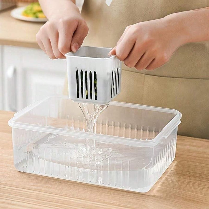 VEWIKZY 6 Grid Fridge Storage Boxes Kitchen Storage Container Set Vegetable Storage box Draining Crisper Refrigerator Food Box 2 - Image 3