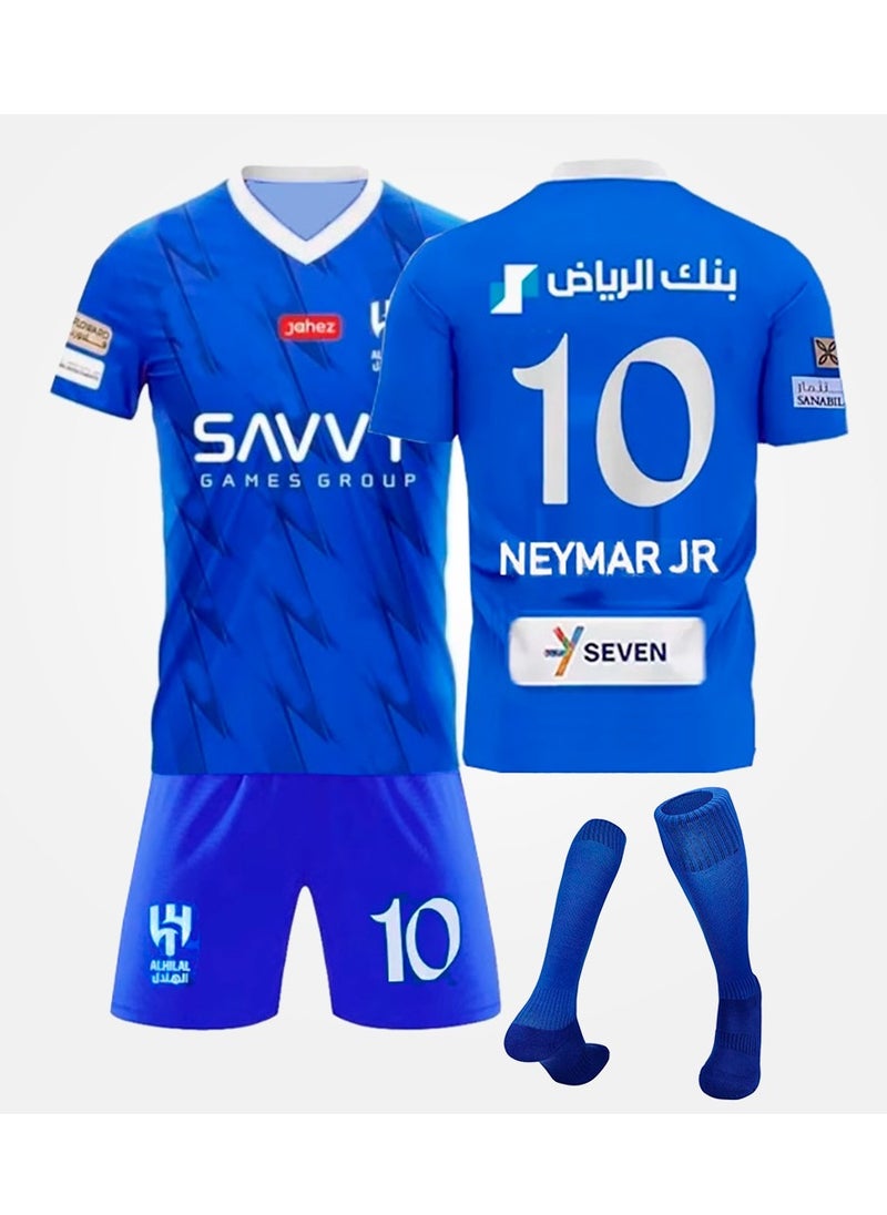 M MIAOYAN Neymar Riyadh Crescent No. 10 jersey children's football jersey set game training jersey (socks included)  - Image 1