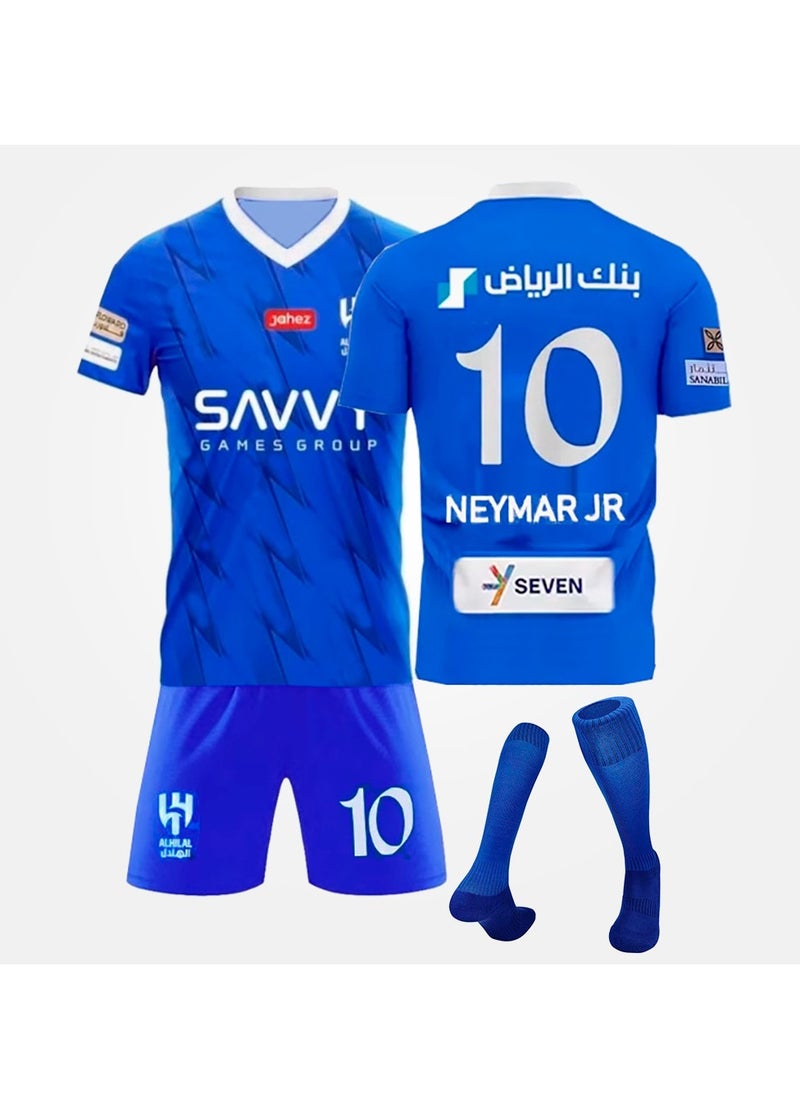 M MIAOYAN Neymar Riyadh Crescent No. 10 jersey children's football jersey set game training jersey (socks included)  - Image 2