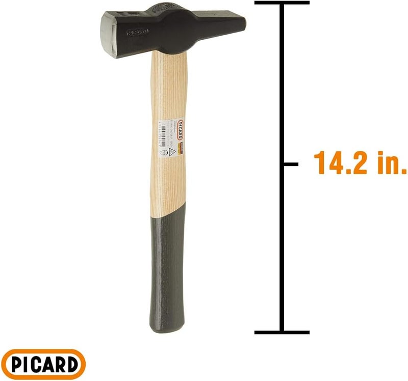 Picard Blacksmith Hammer 1000g - Swedish Pattern, Cross Peen Hammer, Forged Alloyed Steel Head, Chamfered Edges, Black Powder Coated, Dual Curved Ash Handle, 0000811-1000 - Image 5
