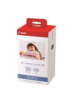 Canon Canon KP-108IN Color Ink Paper Set for Canon Selphy CP910/CP810 Photo Printer, 108 Sheets, White  - Image 1