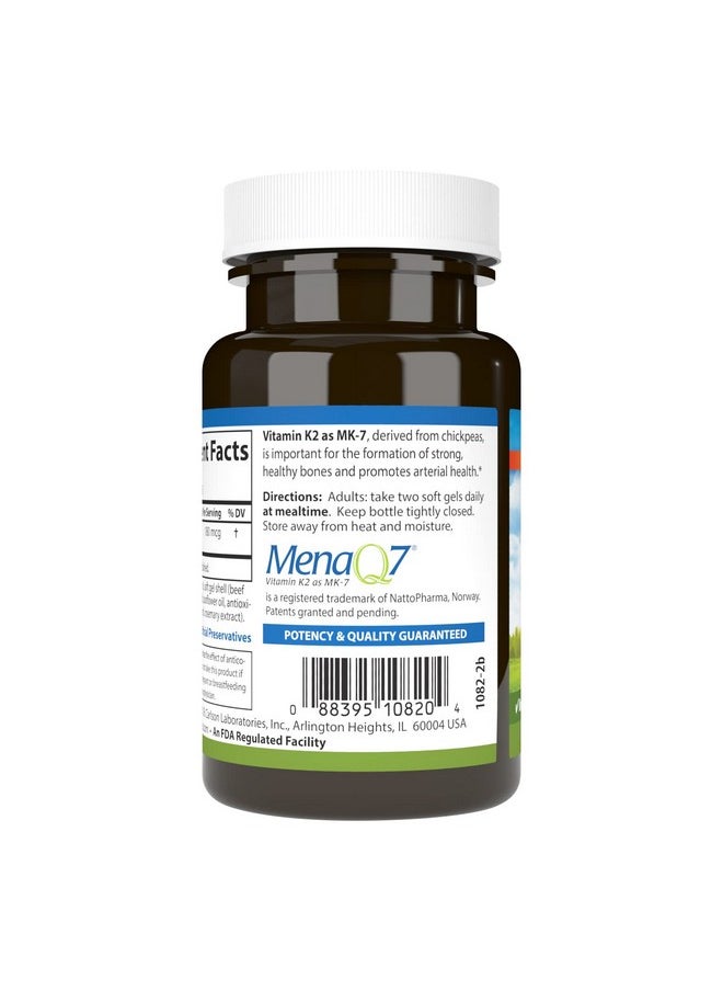Carlson - Vitamin K2 Mk7 (Menaquinone) 180 Mcg Bone Support Function & Calcium Bioavailability 90 Softgels - Image 1
