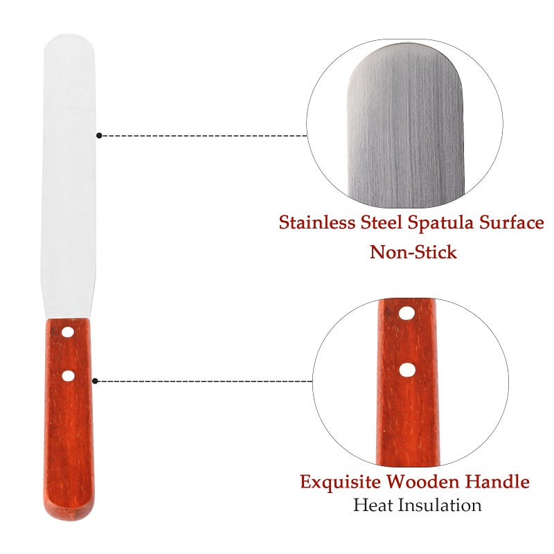 Echaprey صانع الكريب الاحترافي إيشابري T شكل من الفولاذ المقاوم للصدأ مع ملعقة توزيع تناسب صانع الكريب الكبير 3 قطع (5 بوصة، 7 بوصة ملعقات و12 بوصة ملعقة)  - Image 4