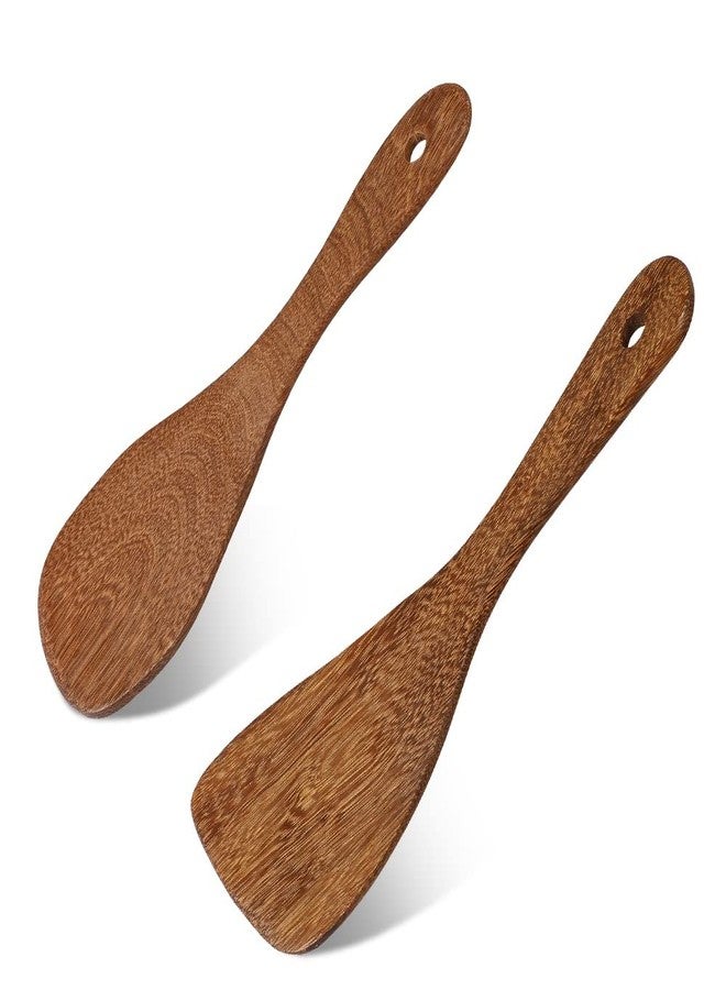 PAMISO 2 PCS Rice Paddle, 8 Inch Natural Wood Rice Spoon Paddle Kitchen Spatula Potato Server - Image 1