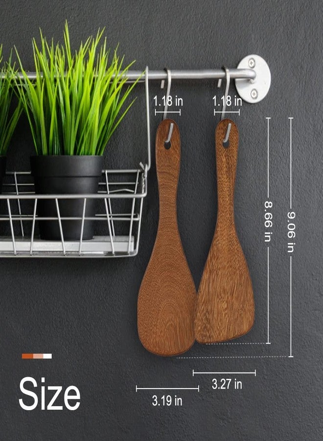 PAMISO 2 PCS Rice Paddle, 8 Inch Natural Wood Rice Spoon Paddle Kitchen Spatula Potato Server - Image 2