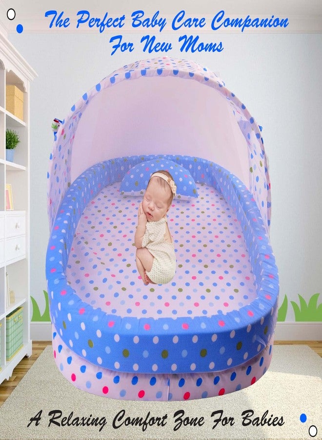 Kwitchy طقم مفروشات أطفال من كويتشي، مصنوع من القطن، مزود بناموسية وواقي للسرير (من 0 إلى 12 شهرًا، أزرق) - Image 2