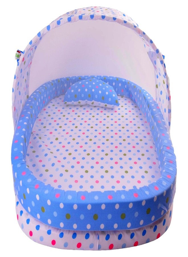 Kwitchy طقم مفروشات أطفال من كويتشي، مصنوع من القطن، مزود بناموسية وواقي للسرير (من 0 إلى 12 شهرًا، أزرق) - Image 1