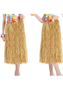 Generic 8Pcs Hawaiian Hula Skirt Costume Set Hippie Accessories Flower Fancy Dress Supplies Summer Beach Tropical Party Decorations (80CM)  - Image 5