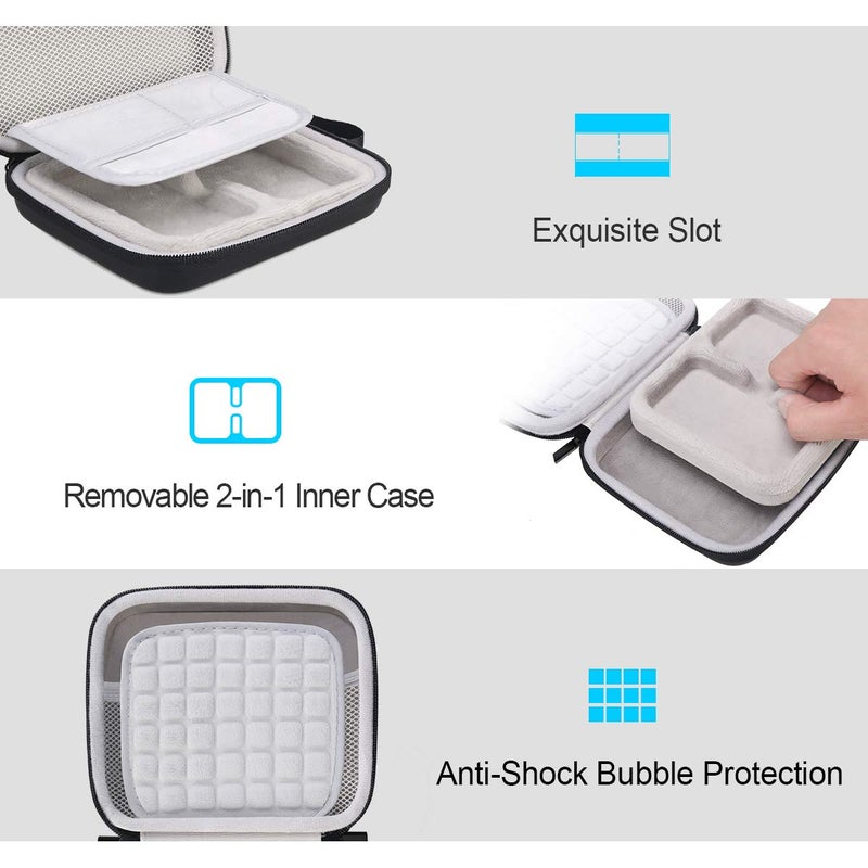 Lacdo حقيبة حمل قرص صلب 2 في 1 من لاكدو لجهاز SanDisk Extreme Portable External SSD SDSSDE60-G25 / G-Drive Mobile SSD 250G 500G 1TB 2TB USB 3.1 USB-C مضادة للصدمات حقيبة سفر واقية، سوداء - Image 2