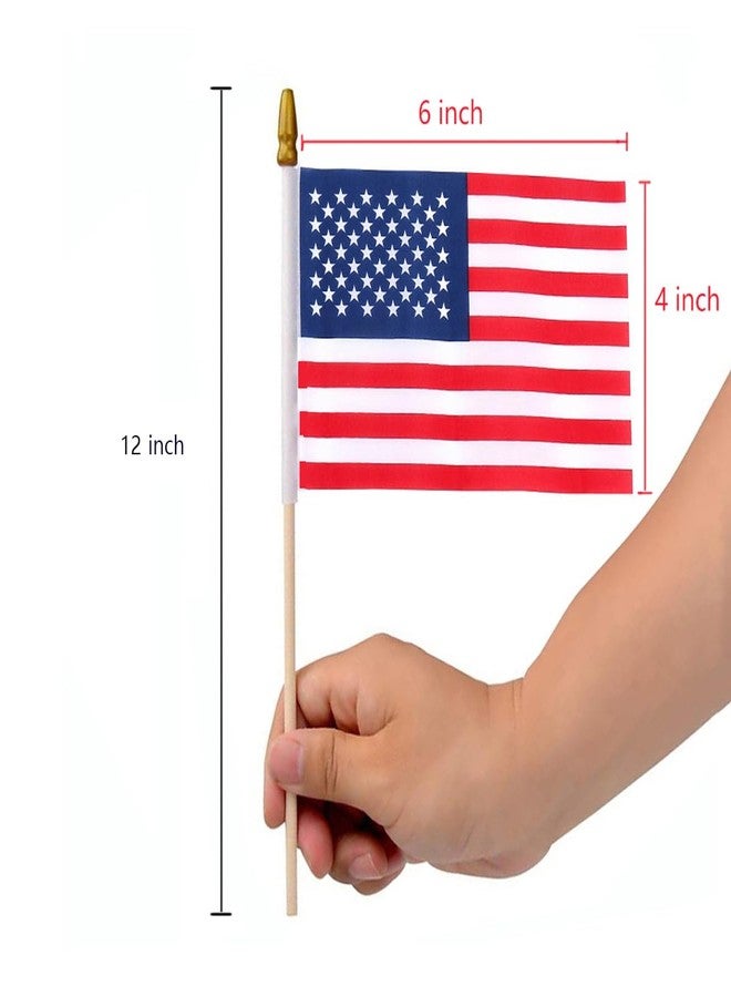 Uelfbaby 6 Pieces 4X6 Inch American Flags On Sticks, Portable Mini USA Flag Stick with Solid Wood Pole Security Spear Tip for Yard Flag, - Image 3