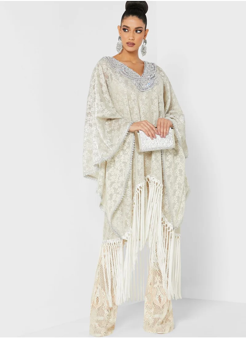 a star is born Embellished Asymmetric Sleeve Kaftan