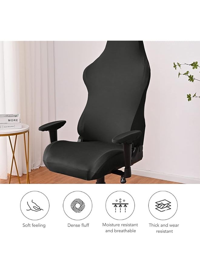 erorex Computer Chair Cover Pure Color Stretchy Gaming Chair Cover High Resilience Breathable For Cafe Dark Grey  - Image 3