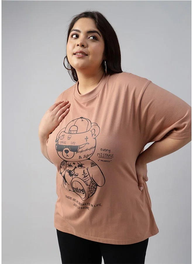 جونبيري Juneberry Pure Cotton Over-size  ROYALBLUE T-Shirt For Women